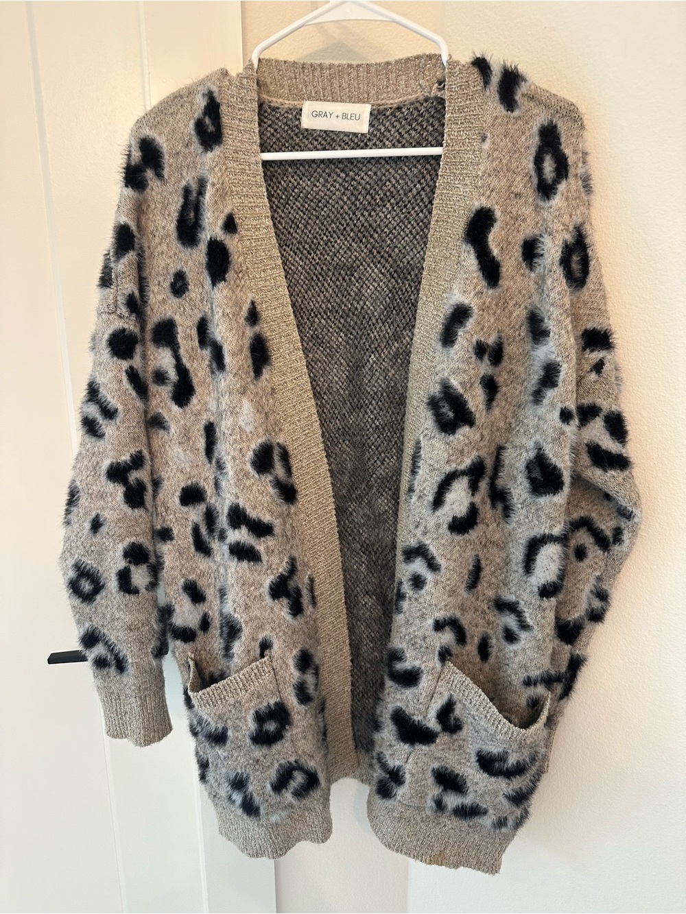 Taupe Leopard Fuzzy Open-Front Cardigan